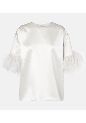 Valentino Feather-trimmed silk satin top