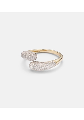 Stone and Strand Hug 14kt gold ring with diamonds
