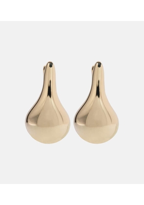 Stone and Strand Droplet 10kt gold hoop earrings