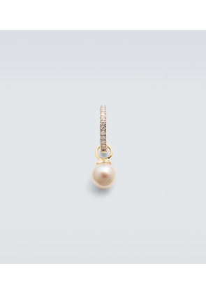 Mateo 14kt gold single hoop earring with diamonds and freshwater pearl