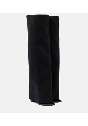Sacai Leather-trimmed melton knee-high boots