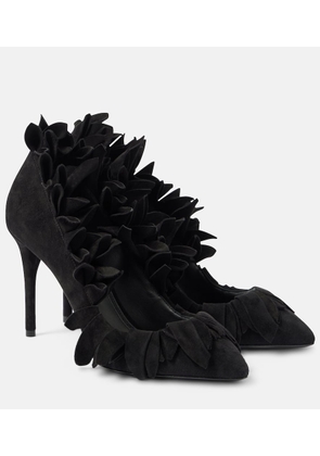 Alaia Petal ruffled suede pumps