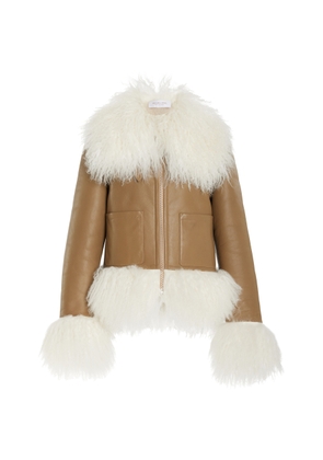 Michael Kors Collection Shearling-Trimmed Leather Moto Jacket - Moda Operandi
