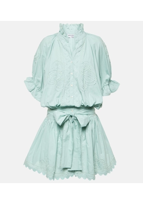 Juliet Dunn Embroidered cotton poplin shirt dress