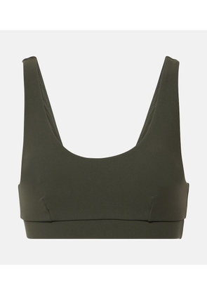 The Upside Peached Daisy logo sports bra