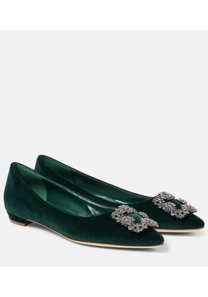 Manolo Blahnik Hangisi embellished velvet ballet flats