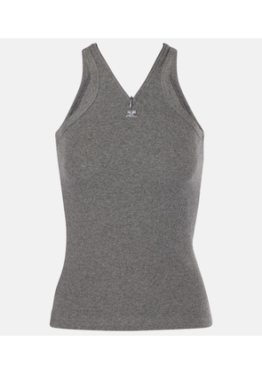 Courreges Cotton ribbed-knit tank top