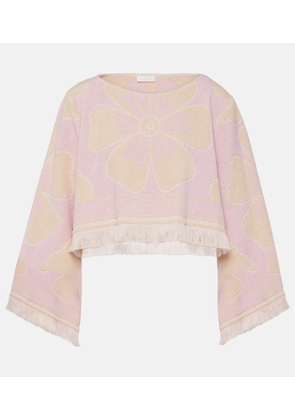 Zimmermann Pop floral cotton terry crop top