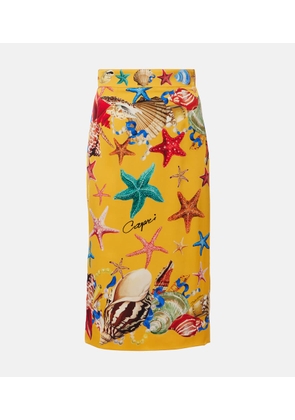 Dolce&Gabbana Capri printed silk-blend midi skirt