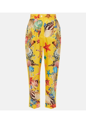 Dolce&Gabbana Capri printed high-rise cotton tapered pants