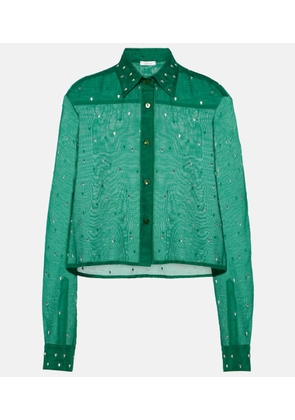 Oseree Gem crystal-embellished cotton and silk shirt
