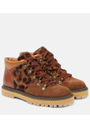 See By Chloe Eileen leopard-print suede lace-up boots