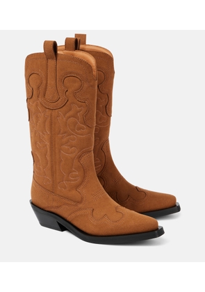 Ganni Embroidered faux leather cowboy boots