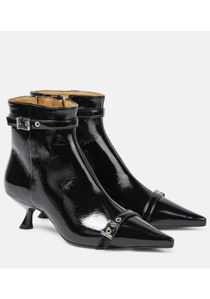 Ganni Eyelets faux leather ankle boots