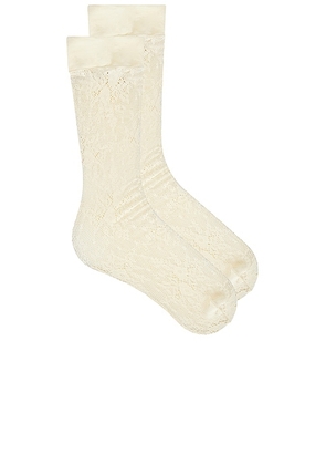 SWEDISH STOCKINGS Rosa Lace Knee High Socks in Ivory - Ivory. Size all.