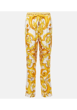 Dolce&Gabbana Majolica silk straight pants