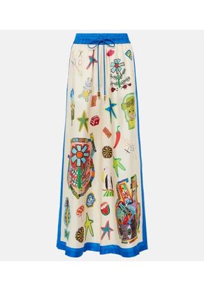 Alemais Rollers printed silk palazzo pants