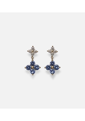 Stone and Strand Luckiest Clover 10kt gold earrings with sapphire and diamond