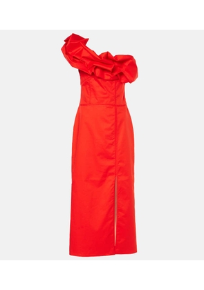 Johanna Ortiz Ruffled one-shoulder poplin gown