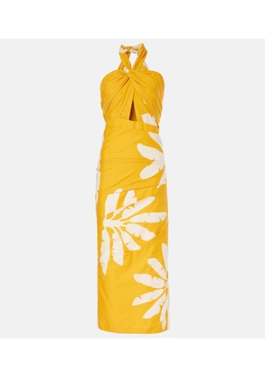 Johanna Ortiz Printed twisted cutout midi dress