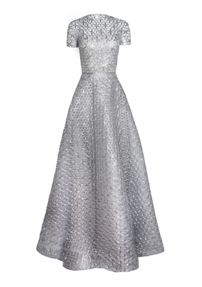 Naeem Khan Metallic Raffia Short Sleeve Gown - Moda Operandi