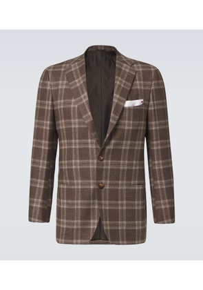 Kiton Checked wool, silk and linen blazer