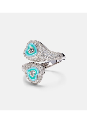 Kamyen Gemini Heart 18kt white gold pinky ring with diamonds