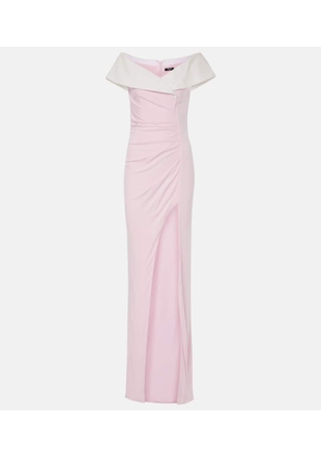 Balmain Draped off-shoulder jersey gown