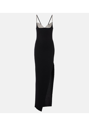 Balmain Crystal-embellished side-slit gown