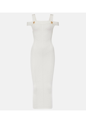 Balmain Ribbed-knit jersey midi dress