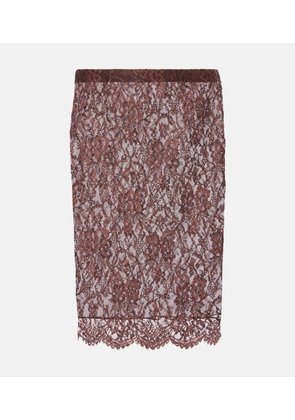 Saint Laurent Floral lace pencil skirt