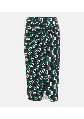 Diane von Furstenberg Willow printed ruched midi skirt