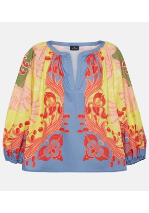 Etro Printed balloon-sleeve cotton blouse