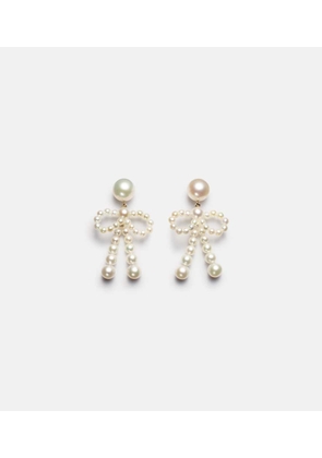 Sophie Bille Brahe Bow 14kt gold drop earrings with freshwater pearls
