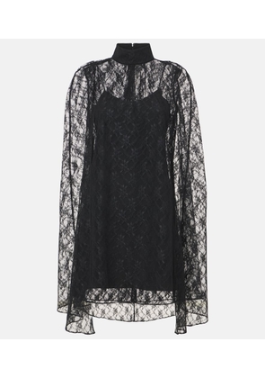Rodarte Caped floral lace minidress
