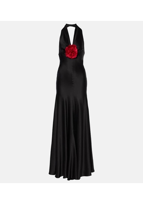 Rodarte Floral-applique silk satin maxi dress