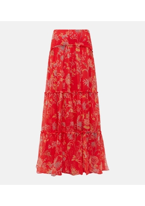 Etro Floral tiered silk maxi skirt