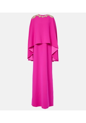 Costarellos Elin embellished caped crepe gown