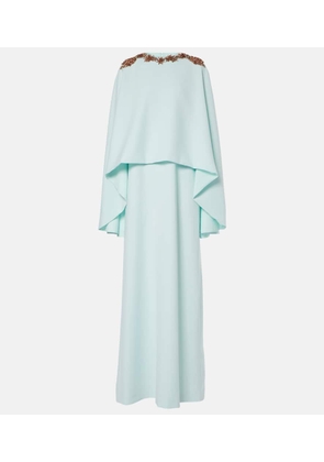 Costarellos Elin embellished caped crepe gown