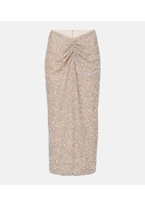 Costarellos Zuri ruched sequined midi skirt