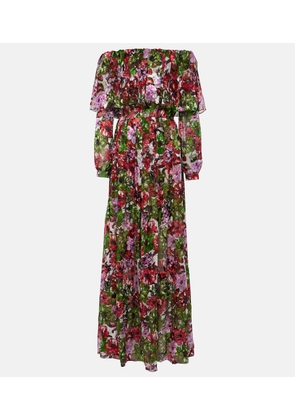 Costarellos Floria devore silk-blend chiffon gown