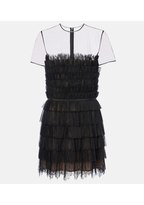 Costarellos Hayla tulle and chantilly lace minidress