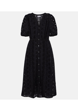 Velvet Rorio embroidered cotton midi dress