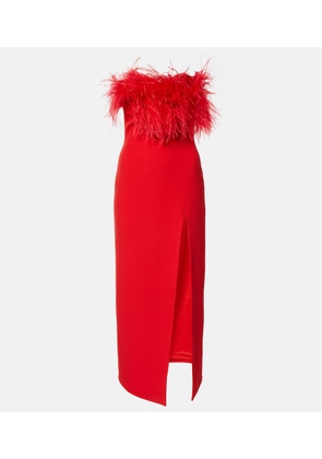 David Koma Feather-trimmed midi dress