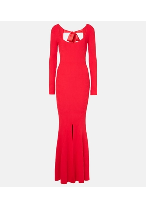 David Koma Open-back ribbed-knit gown