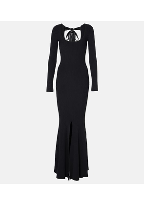 David Koma Ribbed-knit open-back jersey gown