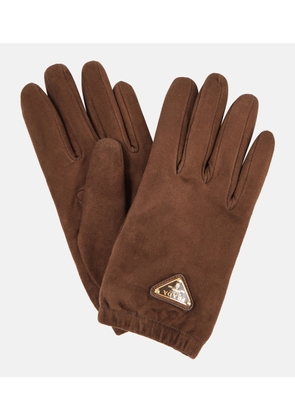 Prada Logo suede gloves