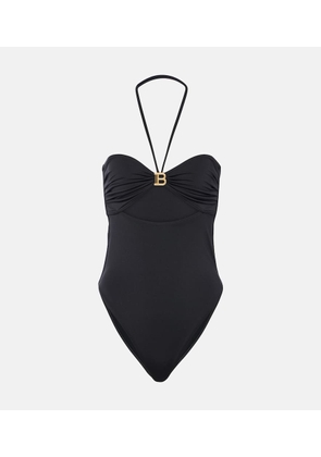 Balmain Draped bandeau swimsuit