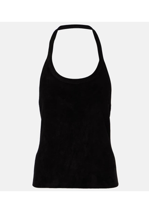 Stouls Cherry halterneck suede top