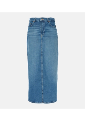 AG Jeans High-rise denim midi skirt